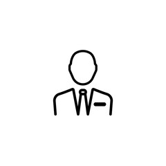 Advocate or Lawyer thin black line Icon - default businessman profile avatar. Trendy flat isolated symbol, sign for: illustration, outline, logo, mobile, app, design, web, dev, ui, ux. Vector EPS 10
