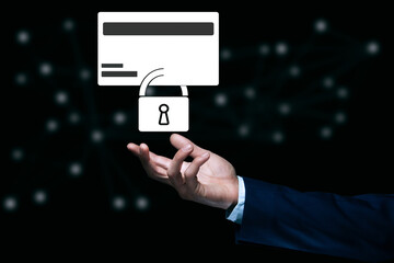 man holding card and lock icon