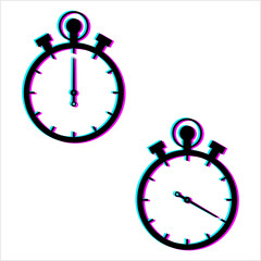 Stopwatch Glitch Icon, Stop Watch, Timer Clock