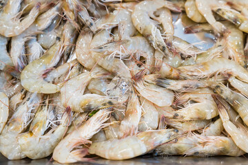 Fototapeta premium Fresh prawns in a grilled buffet restaurant in Thailand