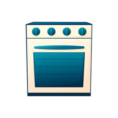 Vector illustration of an oven in a cartoon style. Kitchen items. Interior elements. Isolated on white background
