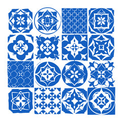 Lisbon Portuguese or Spanish retro old tiles mosaic, Mediterranean seamless geometric vector pattern