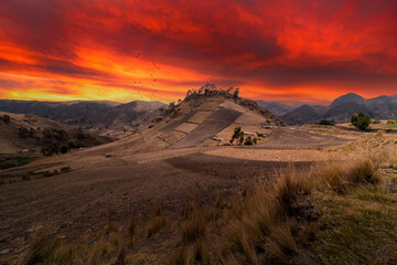 beautiful landscape of Ecuador at sunset. South America