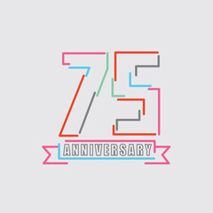 75th Years Anniversary Logo Birthday Celebration Abstract Design Vector Illustration.