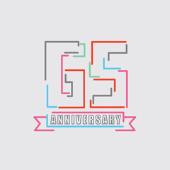 65th Years Anniversary Logo Birthday Celebration Abstract Design Vector Illustration.