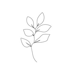 Leaves One Line Drawing. Hand Drawn Minimalism Style of Simple Leaves Line Art Drawing. Abstract Contemporary Design Template for Covers, t-Shirt Print, Postcard, Banner etc. Vector EPS 10