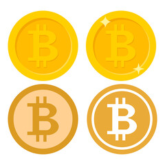 Set of Bitcoin icon. Crypto currency, virtual electronic, internet money. coin logo. Vector illustration.