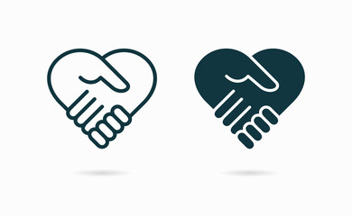 Handshake. Heart symbol. Vector illustration.