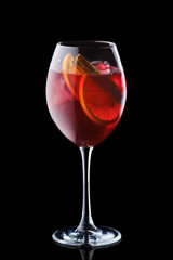 Pear and apple sangria in a wine glass