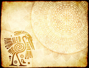 Grunge background with American Indian traditional patterns