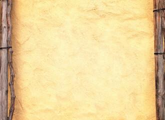 Texture of stucco wall in wooden frame