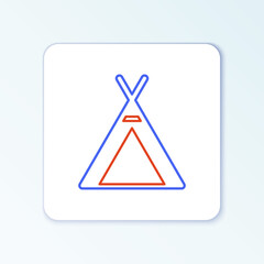 Line Tourist tent icon isolated on white background. Camping symbol. Colorful outline concept. Vector