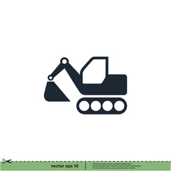 backhoe icon vector illustration logo template