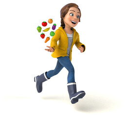 Fototapeta premium Fun 3D illustration of a cartoon teenage girl