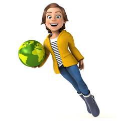 Fun 3D illustration of a cartoon teenage girl