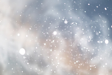 blue snowfall bokeh background, abstract snowflake background on blurred abstract blue