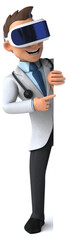Fun 3D Illustration of a doctor with a VR Helmet