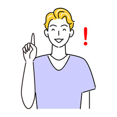 Fototapeta premium 指差しポーズ 笑顔で提案している爽やかな男性 イラスト シンプル ベクター
