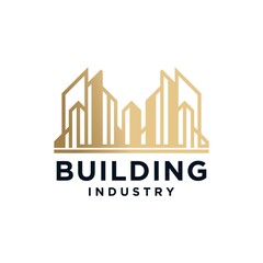 Set of modern architecture building design logo template in gold color