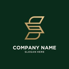 Abstract technology logo letter s Abstract monogram logo s letter design set in gold color