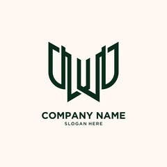 Abstract technology logo letter w Abstract monogram logo w letter design set in gold color