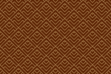 Abstract geometric pattern with stripes, lines. Seamless vector background. Gold and dark brown ornament. Simple lattice graphic design