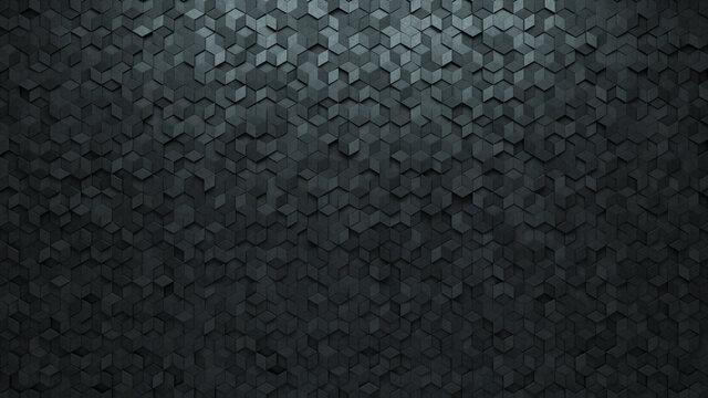 3D, Concrete Wall background with tiles. Futuristic, tile Wallpaper with Diamond shaped, Polished blocks. 3D Render