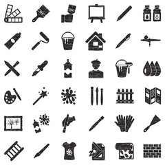 Painting Icons. Black Scribble Design. Vector Illustration.