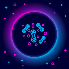 Glowing neon line Bacteria icon isolated on black background. Bacteria and germs, microorganism disease causing, cell cancer, microbe, virus, fungi. Colorful outline concept. Vector