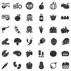 Fototapeta na wymiar Organic Food Icons. Black Scribble Design. Vector Illustration.