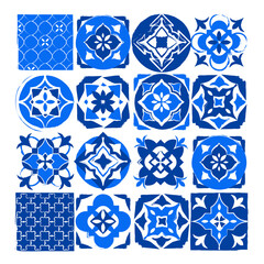 Lisbon Portuguese or Spanish retro old tiles mosaic, Mediterranean seamless geometric vector pattern