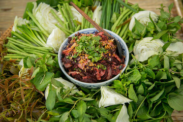 Northern style thai food spicy minced pork (Spicy minced pork)