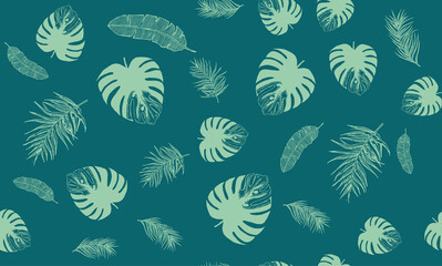 Tropical leaves pattern. Hand drawn illustration.	