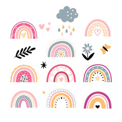 Set of rainbows childish style