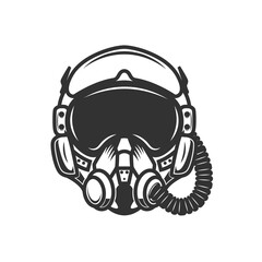 Illustration of pilot helmet. Design element for logo, label, sign, emblem, poster. Vector illustration