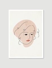 Line woman portrait of abstract aesthetic minimalist hand drawn contemporary posters. Abstract Art design for print, wallpaper, cover. Modern vector illustration.