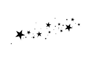 Stars on a white background. Black star shooting with an elegant star.Meteoroid, comet, asteroid, stars.