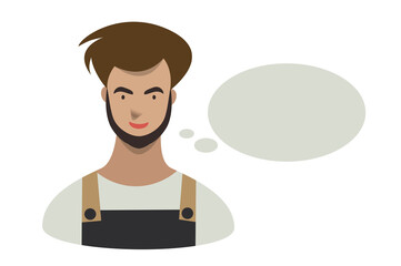 Man talking, speaking. Flat illustration.