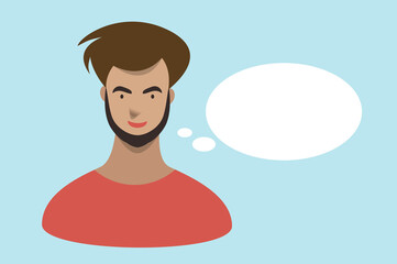 Man talking, speaking. Flat illustration.