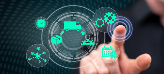 Man touching a delivery concept