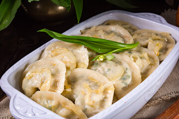 pierogo with wild garlic -cheese filling
