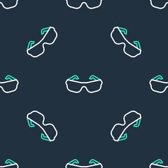 Line Glasses icon isolated seamless pattern on black background. Eyeglass frame symbol. Vector