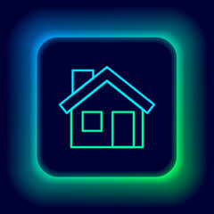 Glowing neon line House icon isolated on black background. Home symbol. Colorful outline concept. Vector