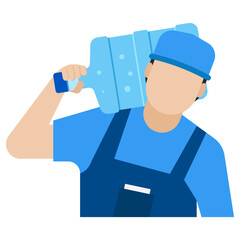 Delivery Man carrying water bottle on his shoulder