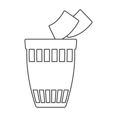 Can trash vector outline icon. Vector illustration can trash on white background. Isolated outline illustration icon of garbage basket.