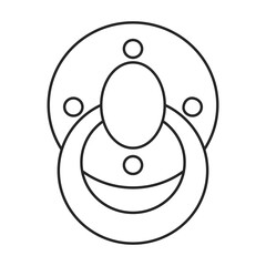 Dummy pacifier vector outline icon. Vector illustration baby nipple on white background. Isolated outline illustration icon of baby dummy pacifier.