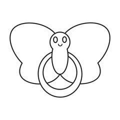 Dummy pacifier vector outline icon. Vector illustration baby nipple on white background. Isolated outline illustration icon of baby dummy pacifier.