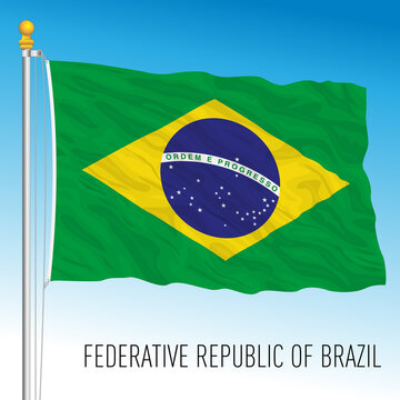 Brazil official national flag, south american country, vector illustration