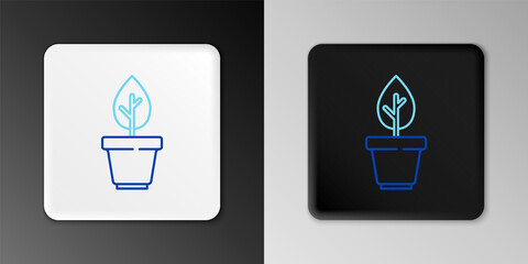 Line Plant in pot icon isolated on grey background. Plant growing in a pot. Potted plant sign. Colorful outline concept. Vector