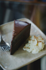 chocolate cakes on a white plate